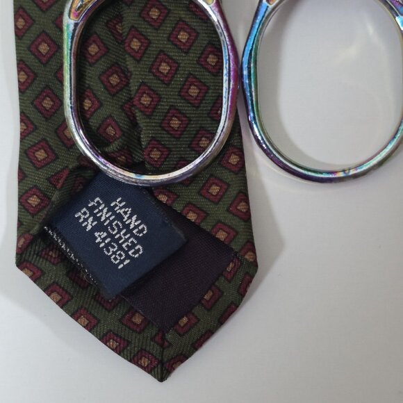 Polo Ralph Lauren Silk Tie Geo Print Preppy Office Hand Finished USA W 4" L 56" - Picture 9 of 15